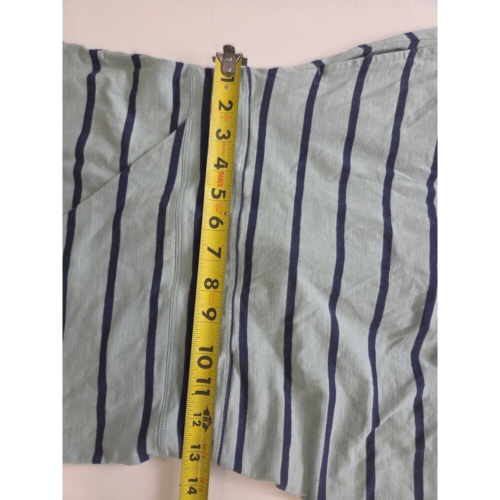 Toad & Co Light Green and Navy Midi Dress Tie Waist Pockets Sleeveless Small - Picture 6 of 8